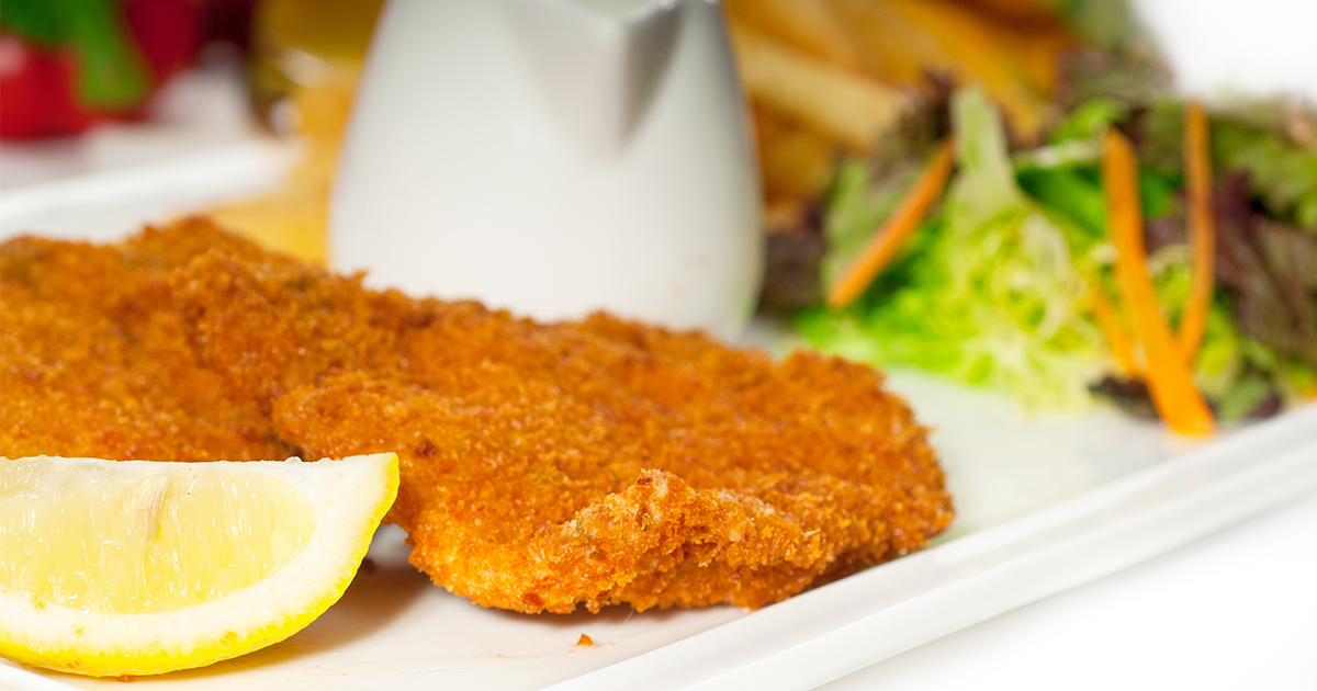 Karbon?de, en lettisk variant p&aring; wienerschnitzel.